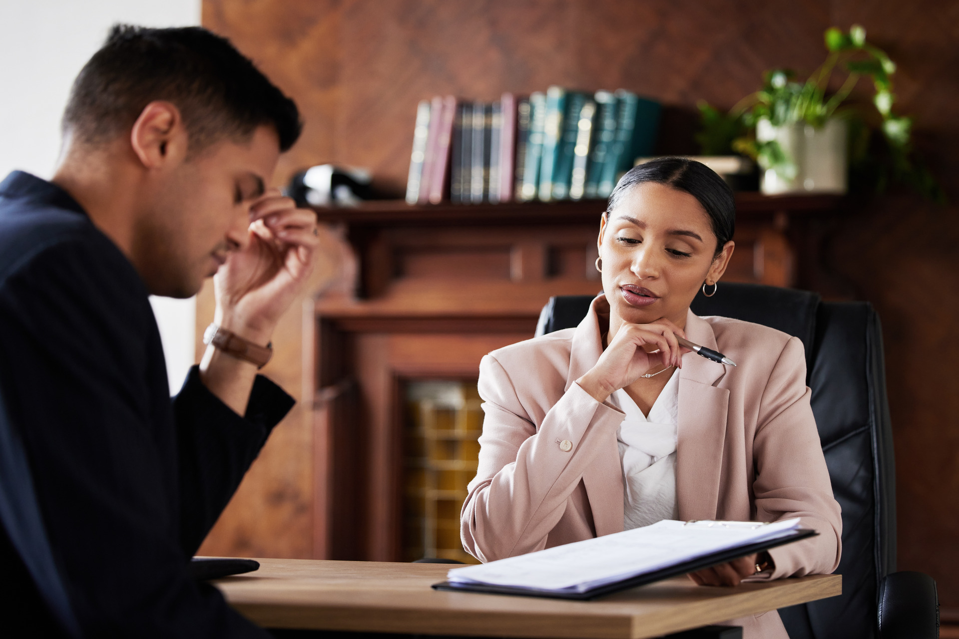 Divorce lawyer with a young man