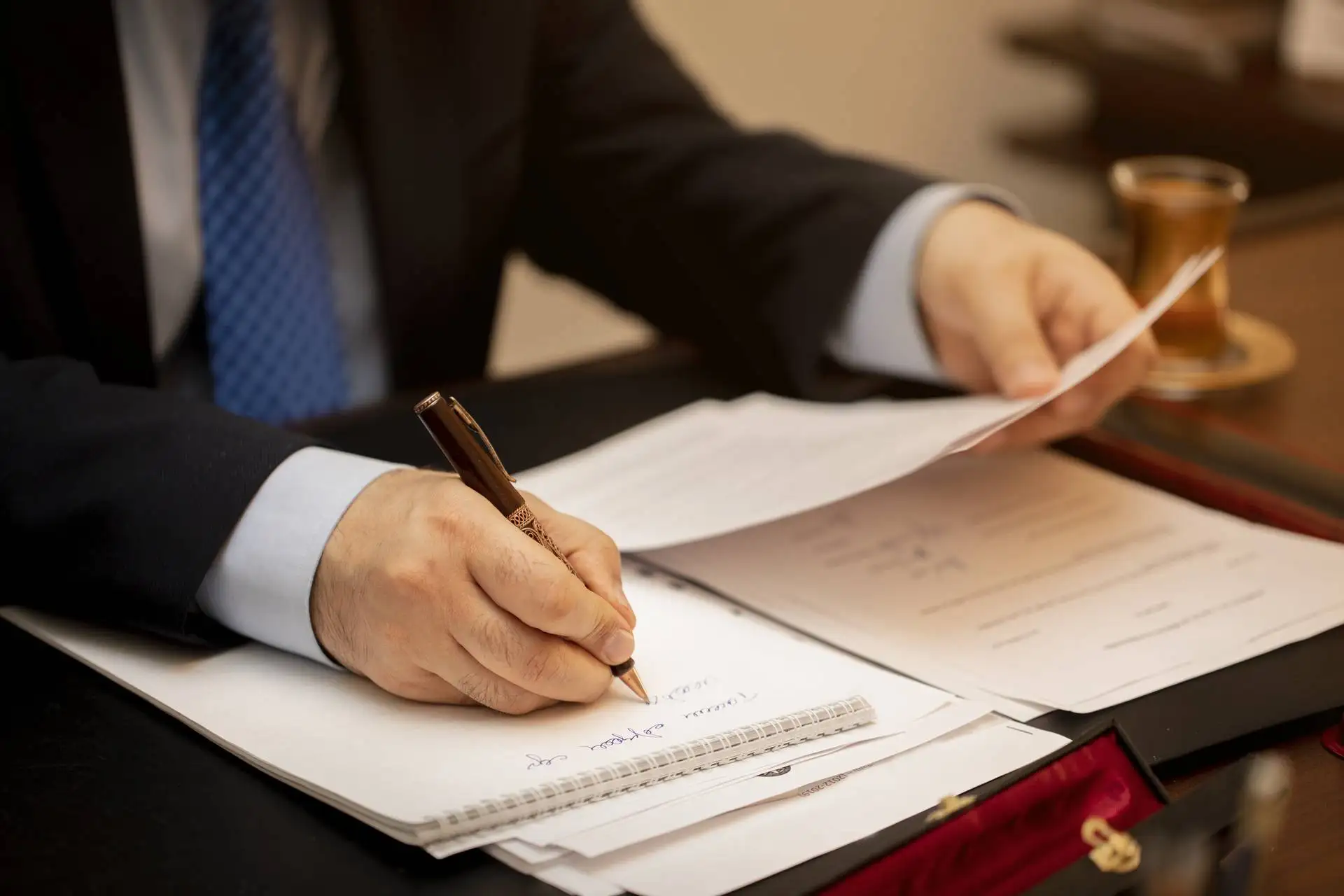 lawyer preparing papers