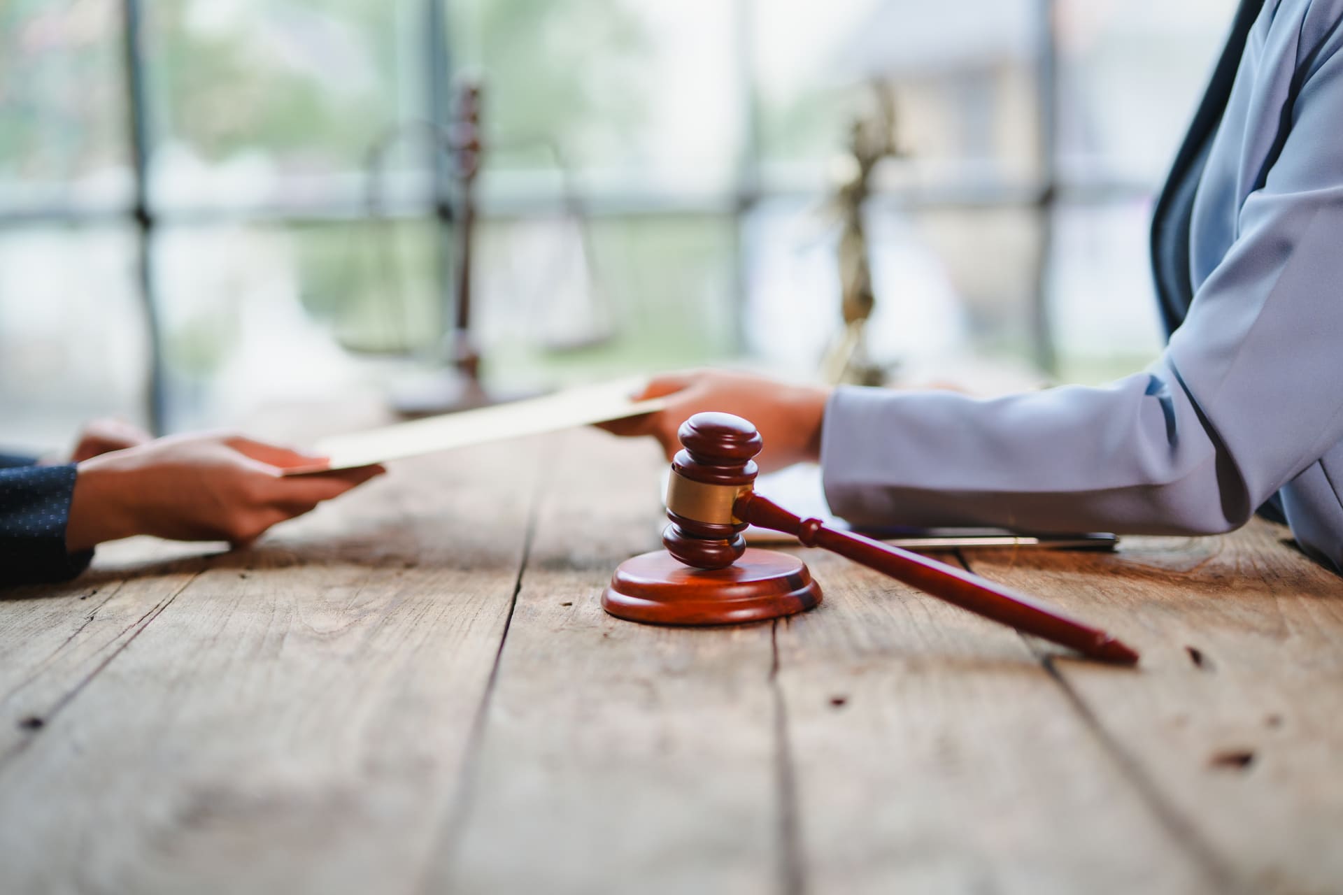 Mallet on Table in attorney's practice