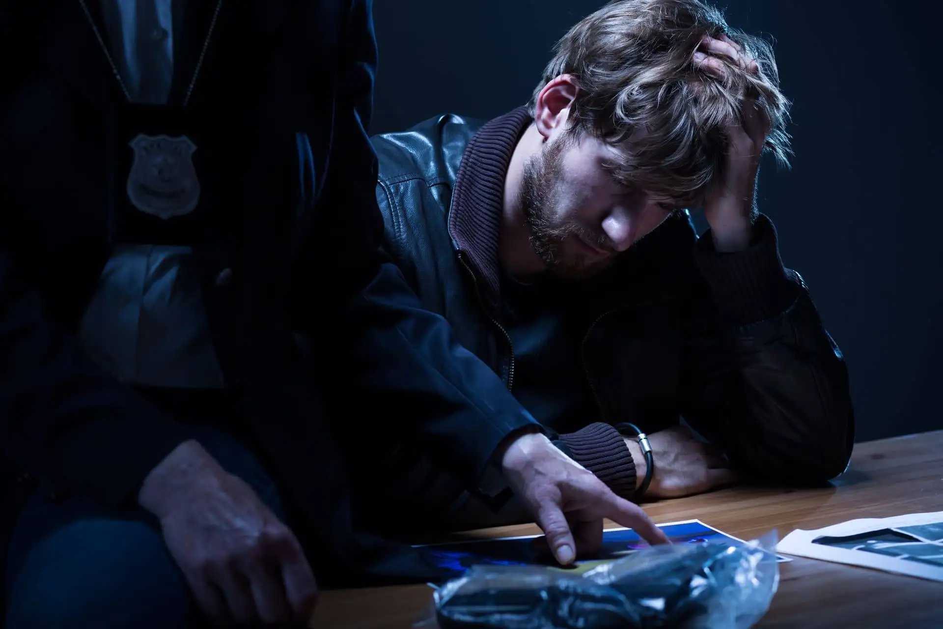 Close up of evidence before a drug posession trial
